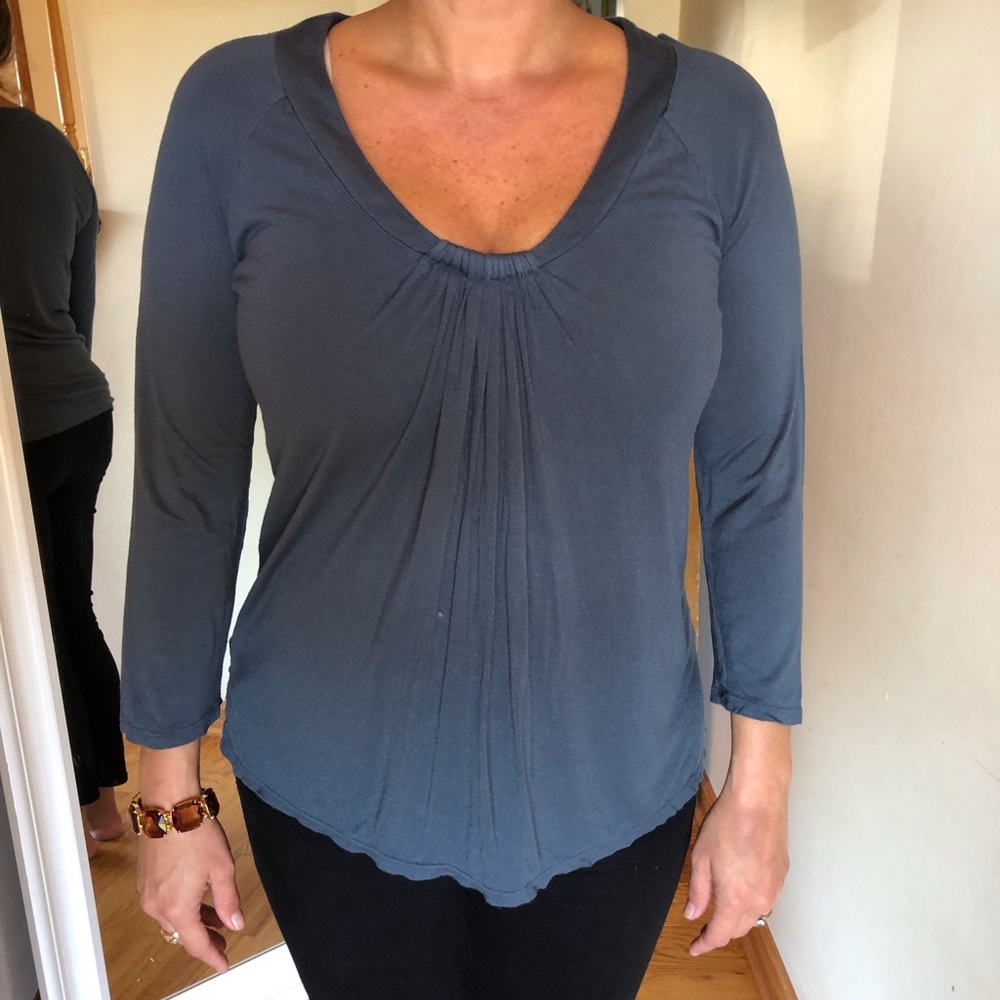 Three Quarter Sleeve Shirt Blue Gray